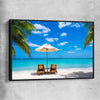 Beach and coastal wall art print of Coastal Retreat with black framed canvas