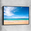 Beach and coastal wall art print of Endless Blue Horizon with black framed canvas