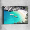 Beach and coastal wall art print of Hidden Beach with black framed canvas