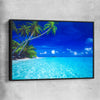 Beach and coastal wall art print of Paradise Shore with black framed canvas