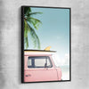 Beach and coastal wall art print of Pink Combi with black framed canvas