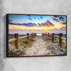 Beach and coastal wall art print of Quiet Sunset Walk with black framed canvas