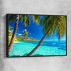 Beach and coastal wall art print of Tahiti Paradise with black framed canvas