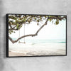 Beach and coastal wall art print of Tropical Beach with black framed canvas