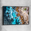 Beach and coastal wall art print of Watsons Bay Waves with black framed canvas