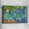 Classic wall art and canvas print of Irises Van Gogh with black framed canvas