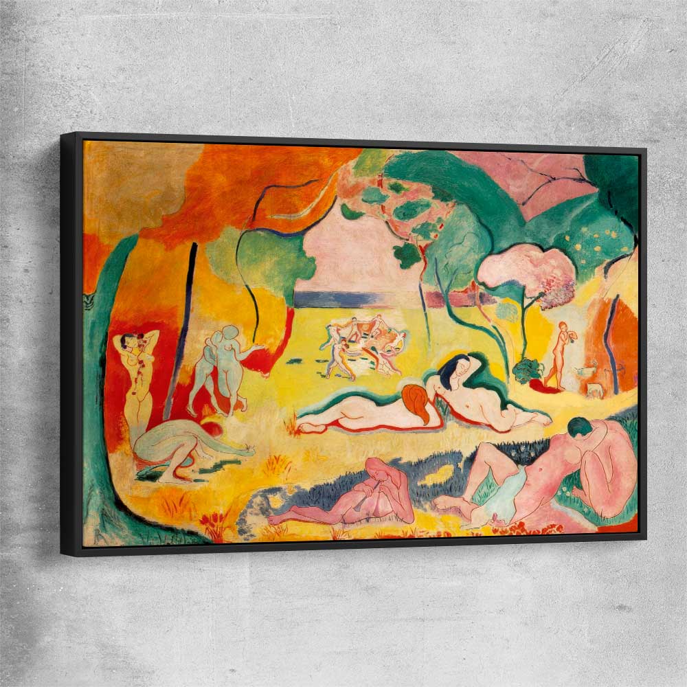Classic wall art and canvas print of Joy of Life Henri Matisse with black framed canvas