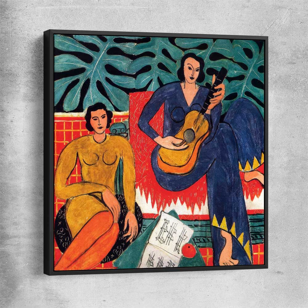 Classic wall art and canvas print of Music Henri Matisse with black framed canvas