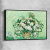 Classic wall art and canvas print of Roses Van Gogh with black framed canvas