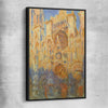 Classic wall art and canvas print of Rouen Cathedral Claude Monet with black framed canvas