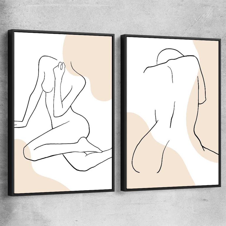 Beige Comfort Pair black framed canvas - part of our high quality fashion canvas wall art and prints collection