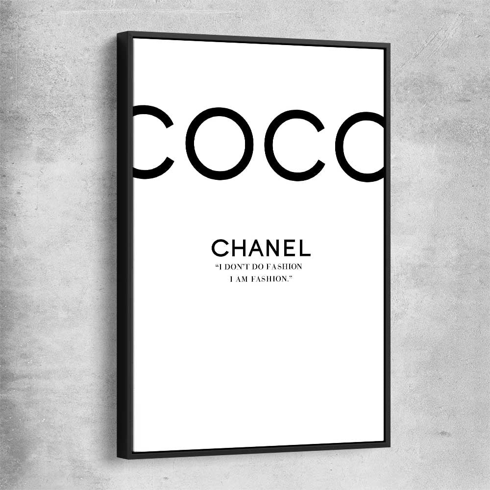 Coco Fashion White black framed canvas - part of our high quality fashion canvas wall art and prints collection
