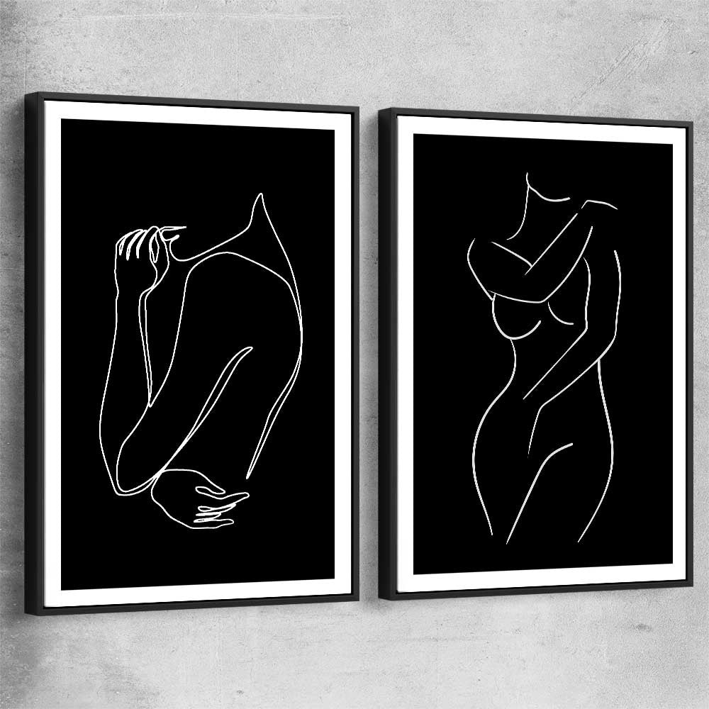 Gentle Hold Pair black framed canvas - part of our high quality fashion canvas wall art and prints collection