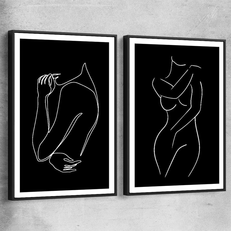 Gentle Hold Pair black framed canvas - part of our high quality fashion canvas wall art and prints collection