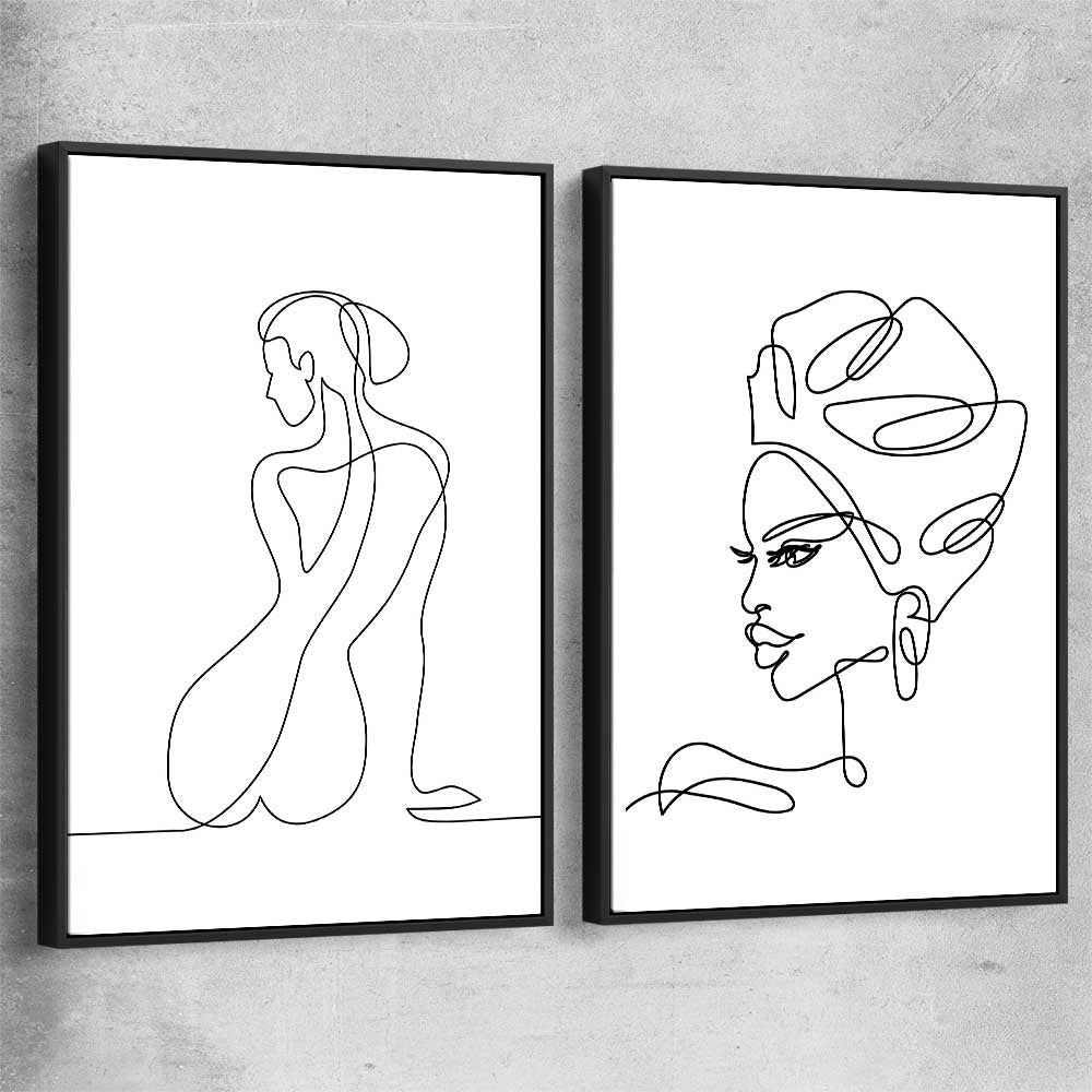 Pondering Thoughts Pair black framed canvas - part of our high quality fashion canvas wall art and prints collection