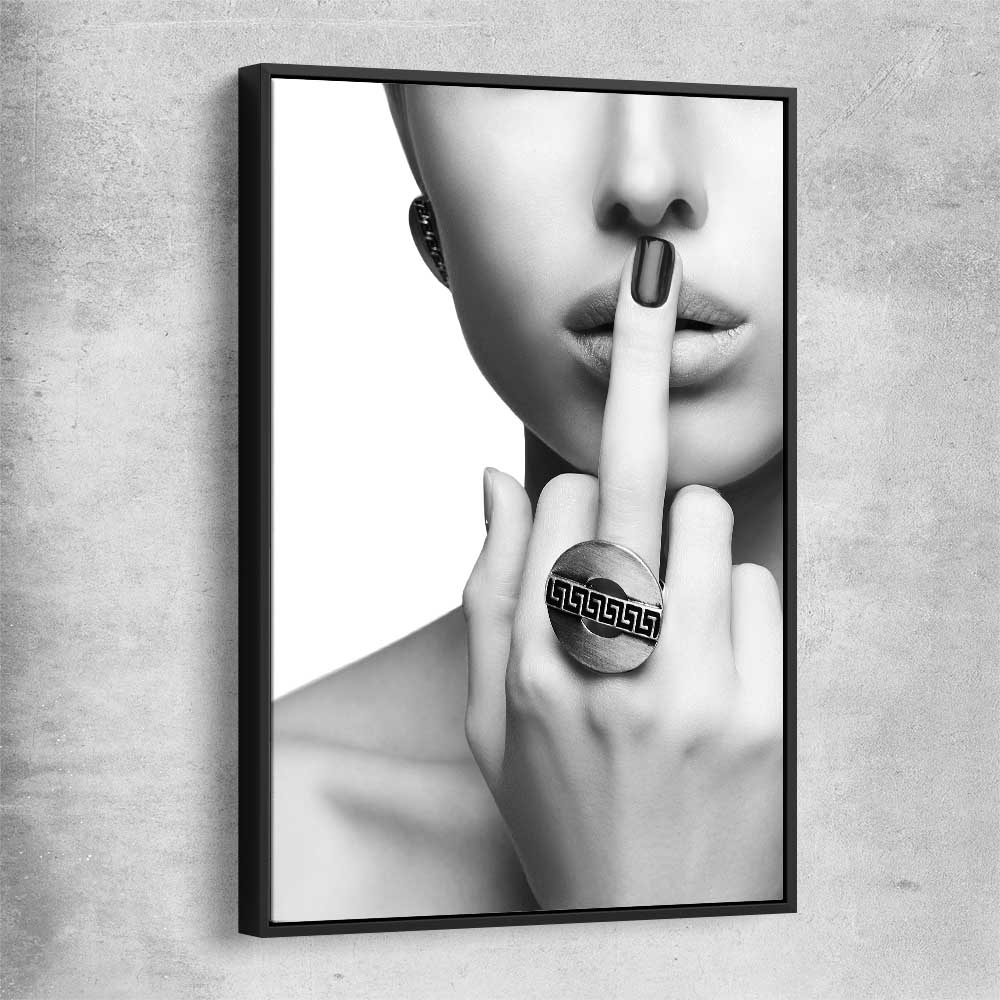 The Finger black framed canvas - part of our high quality fashion canvas wall art and prints collection
