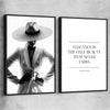 White Hat Gaze Pair black framed canvas - part of our high quality fashion canvas wall art and prints collection