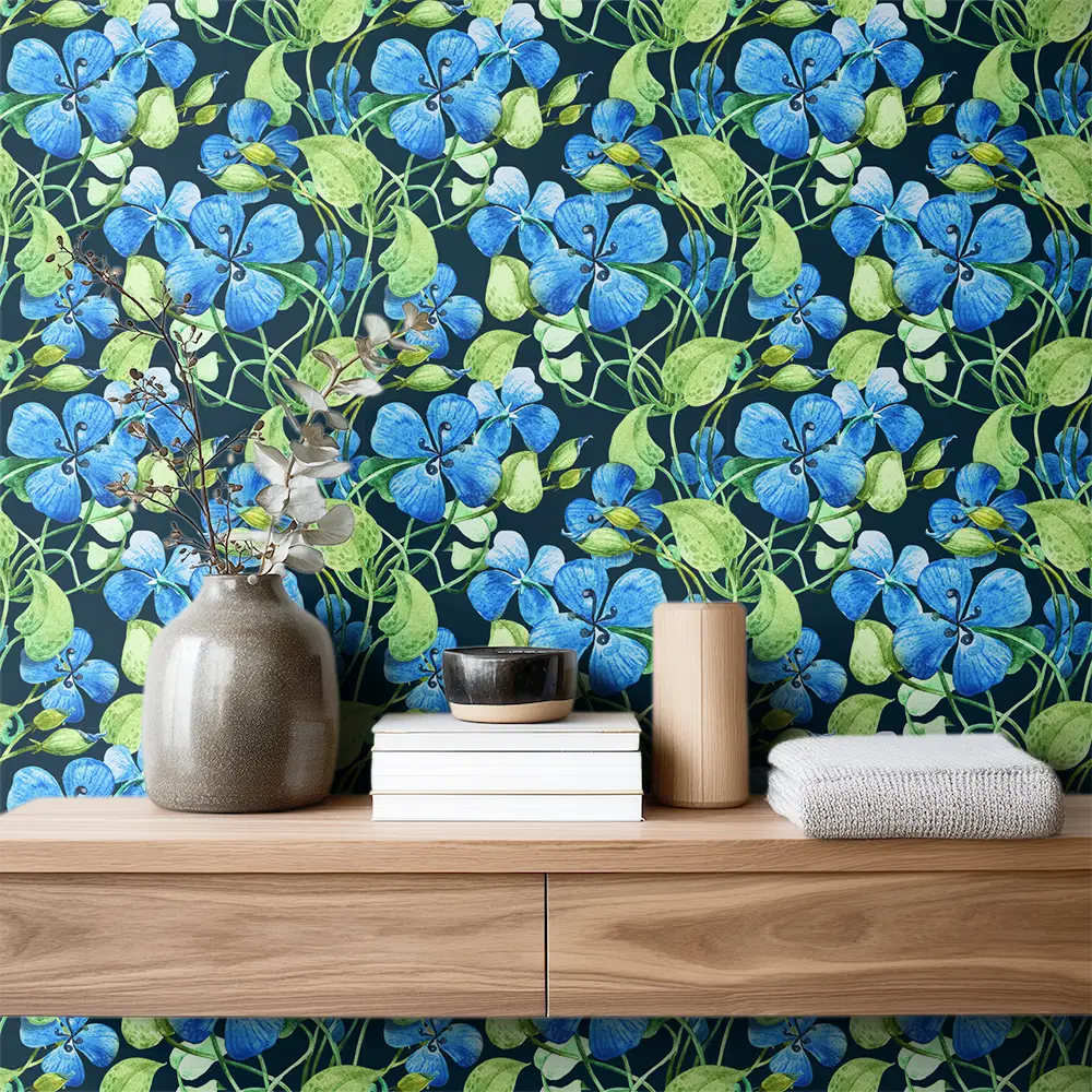 Indigo Bloom Wallpaper