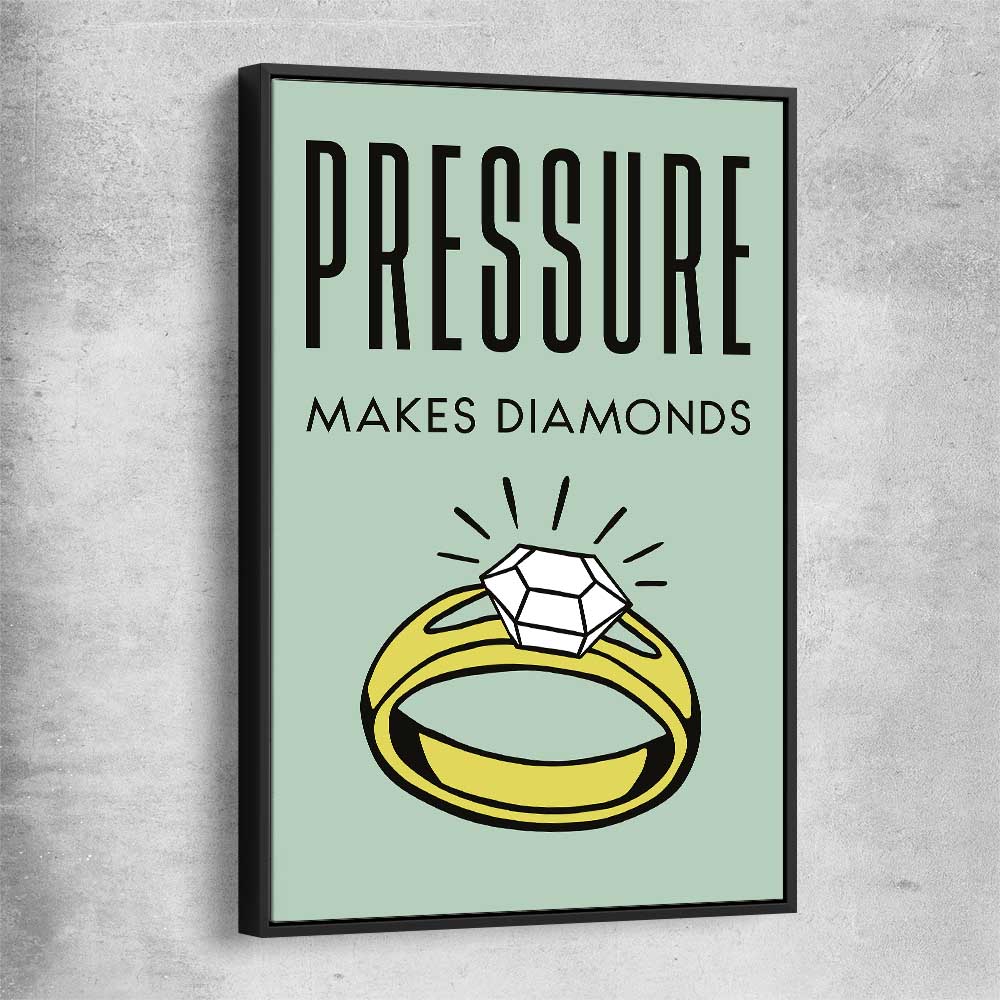 Inspirational wall art print of Diamond Pressure with black framed canvas