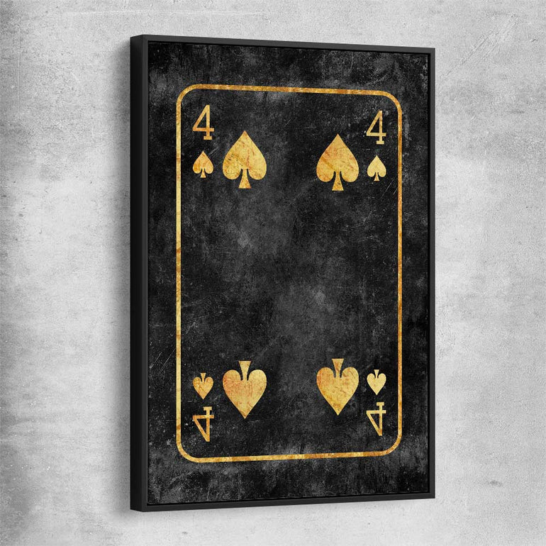 Inspirational wall art print of Four of Spades with black framed canvas