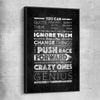 Inspirational wall art print of Push Forwards with black framed canvas