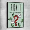 Inspirational wall art print of Roll the Dice with black framed canvas