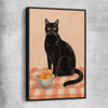 Black Cat and Peaches black framed canvas is a colourful and stylish canvas wall art and print suited for the kitchen area