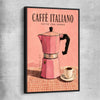 Caffe Italiano black framed canvas is a colourful and stylish canvas wall art and print suited for the kitchen area