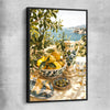 Citrus and Coast black framed canvas is a colourful and stylish canvas wall art and print suited for the kitchen area