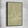 Green Bottle black framed canvas is a colourful and stylish canvas wall art and print suited for the kitchen area