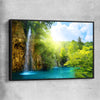 Floral print of Emerald Forest River with black framed canvas