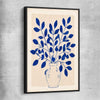 Floral print of Indigo Botanica with black framed canvas