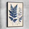 Floral print of Indigo Fern with black framed canvas