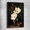 Floral print of Midnight Magnolia with black framed canvas
