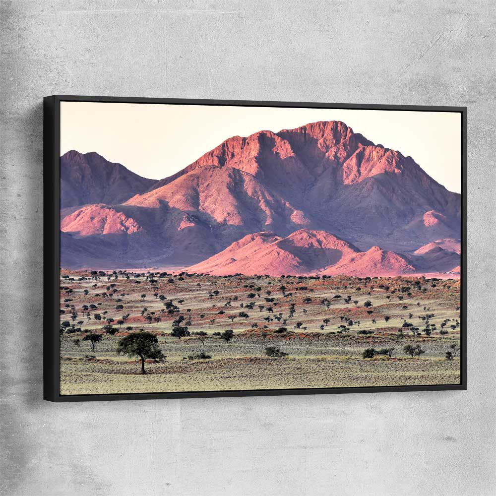 Floral print of Namib Rand Desert with black framed canvas