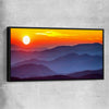 Floral print of Smoky Mountains Sunset with black framed canvas