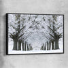 Floral print of Winter Tree Avenue with black framed canvas