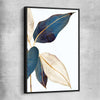 Floral print of Botanic Blue One with black framed canvas