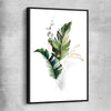 Floral print of Botanic Gold One with black framed canvas