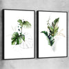 Floral print of Botanic Gold Pair with black framed canvas