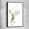 Floral print of Botanic Gold Two with black framed canvas