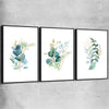 Floral print of Eucalyptus Bunch Set with black framed canvas