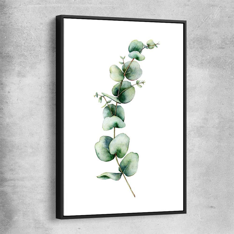 Floral print of Eucalyptus One with black framed canvas