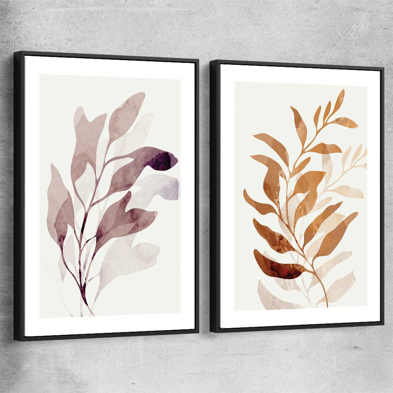 Floral print of Floral Texture Pair with black framed canvas