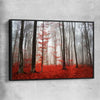 Floral print of Foggy Autumn Forest with black framed canvas