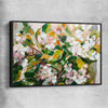 Floral print of Green Blossom with black framed canvas