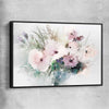 Floral print of Light Poppy Flowers with black framed canvas