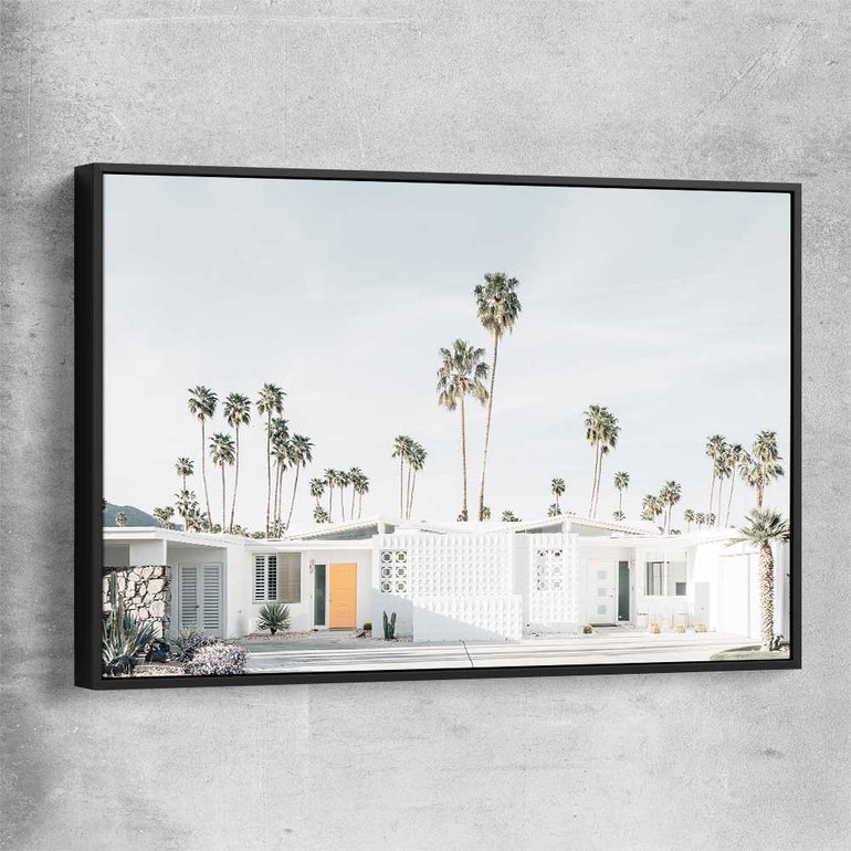 Floral print of Palm Springs with black framed canvas
