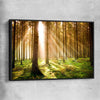 Floral print of Pine Forest Sunrise with black framed canvas
