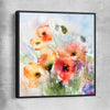 Floral print of Red Watercolour Poppies with black framed canvas